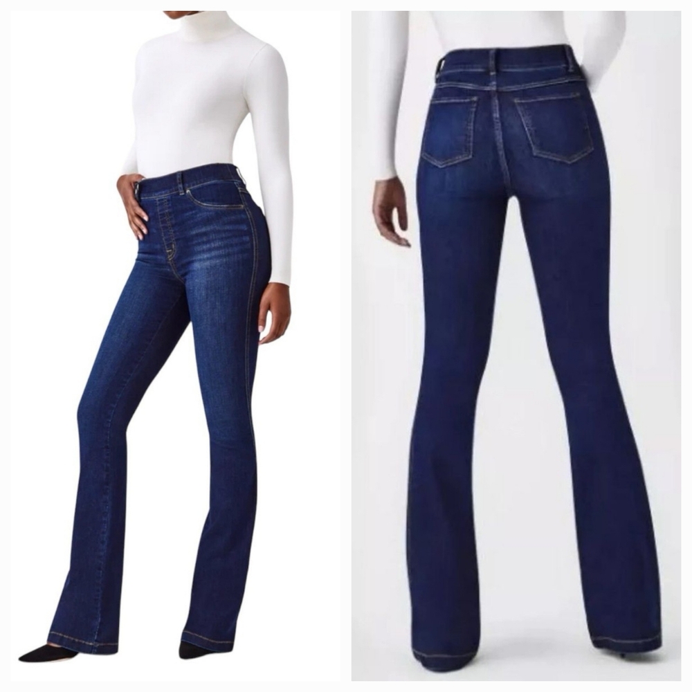 Spanx Women's Slimming Midnight Shade Flare Denim Jeans. Size S